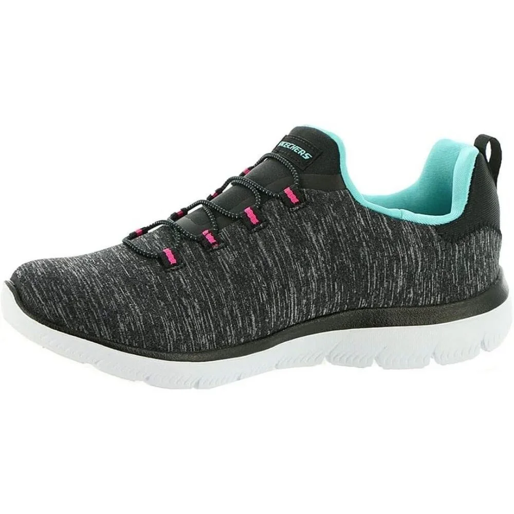 Women's Black/Light Blue 100% Synthetic Summits Quick Getaway Sneakers - Picture 6 of 9